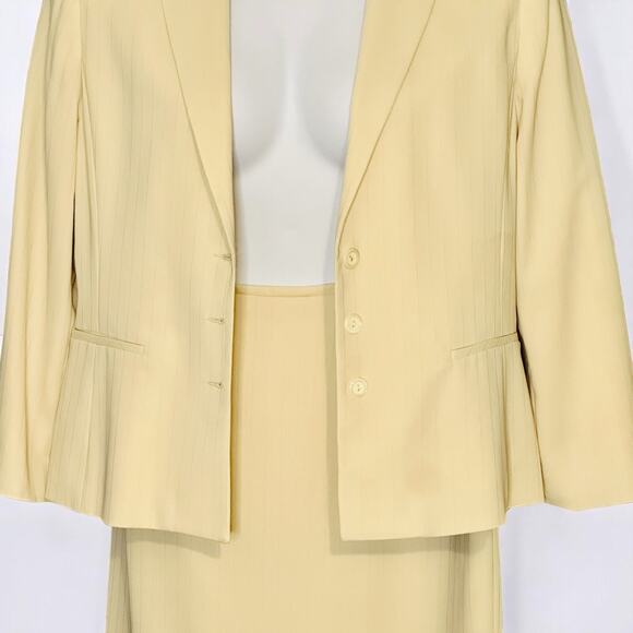 Vintage Jessica Ash New York Yellow Pinstripe Career Suit Skirt & Blazer Size 14 - Picture 4 of 13